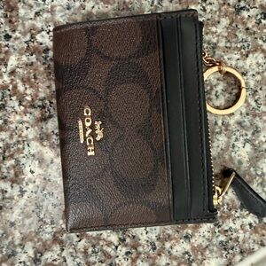 Coach Signature Brown and Black Card Holder